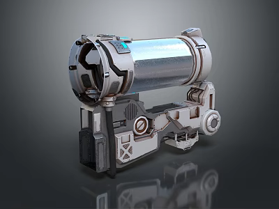 Industrial Mechanical Equipment With Metal Cylindrical Body Blue Light And Bracket Structure 3d model