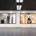 Modern Shop Window Display With Various Fashion Apparel And Leather Bags