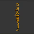 Game Movie Character Yellow Black Mech Robot With Full Body Armor Helmet And Standing Pose