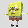 Yellow Square Smiling With Big Eyes Brown Shorts White Shirt Red Tie And Outstretched Arms