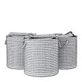 Woven Storage Baskets in Gray Beige Navy Blue for Home Organizing with Soft Cloth Inserts