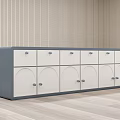 Stylish Decorative Cabinet Featuring Gray Top White Drawers Doors and Round Metal Handles