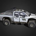 Rugged Silver Off Road Pickup Truck With Modified Front Bumper Roof Rack And Large Tires