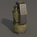 Brass Colored Military Grenade With SFG Marking Low Yield Geometric Patterns And Black Fuse Handle