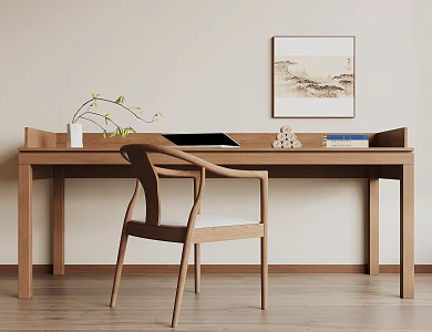 New Chinese Style Desk and Chair 3d model