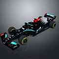 Black And Teal Formula 1 Racing Car With Aerodynamic Design And Sponsor Logos