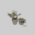 Two Gray Ceramic Vases With White Roses Daisies And Green Leaves Decorative Arrangement