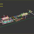 Industrial Mechanical System Model With Pipes Valves Containers And Framework 3d model