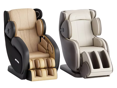 Luxury Massage Chair with Beige Black Light Gray Two Tone Design and Leg Massage Features 3d model