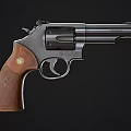 Classic Revolver Featuring Metallic Body And Wooden Grip Design Details