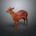 Brown Deer With White Stripes Standing Isolated On Gray Background 3d model