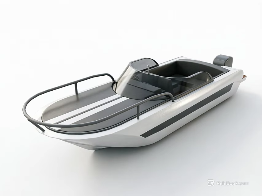 Modern Yacht Design With Open Cockpit White Hull Black Seats And Handrails 3d model 
