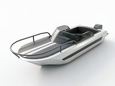 Modern Yacht Design With Open Cockpit White Hull Black Seats And Handrails 3d model