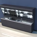 Modern Black Kitchen Cabinets With Open Shelves And Built In Lighting 3d model