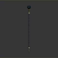 Ornamental Blue And Gold Weapon With Long Staff And Spherical Top Design