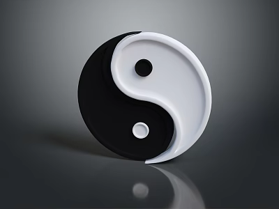 Modern Yin Yang Decorative Furniture Accent Piece In Black And White Circular Design 3d model