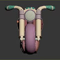 Colorful Cartoon Style Motorcycle With Green Handlebars Pink Wheels Red And Pink Body Blue Rims