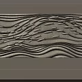 Beige Feature Wall With 3D Carved Fish School Pattern And Wavy Lines For Modern Interior