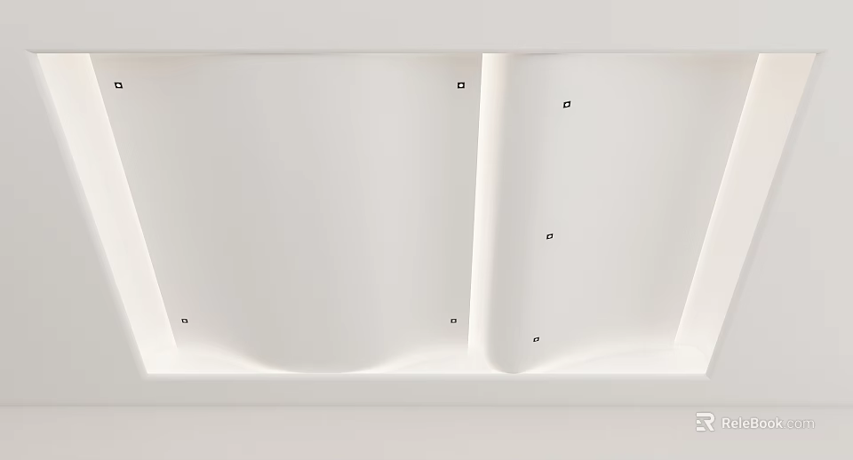 Modern White Ceiling Design With Smooth Surface And Curved LED Strip Lighting 3d model