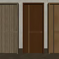 Three Modern Hinged Doors Featuring Different Wooden Grain Interior Designs 3d model