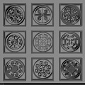 Various Carved Window Designs Featuring Traditional Ornate Patterns And Square Frames