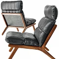 Modern Black Leather Leisure Chair With Wooden Frame And Comfortable Design