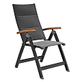 Gray Single Sofa With Wooden Armrests And Black Metal Frame Modern Design