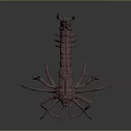 3D Rendered Fantasy Creature Character With Maroon Body Multiple Tentacles And Glowing Eyes