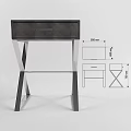 Modern Bedside Table With Gray Leather Top And Chrome X Shaped Metal Legs