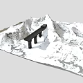 Garden Landscape Featuring Snowy Mountains Stone Bridge And Natural Scenic Elements