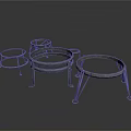 Black Metal Circular Equipment Stands With Ring Structure And Sturdy Support Legs