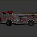 Red Fire Truck With Detailed Design Silver Parts And Orange Top Reflective Surface