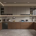 Modern Open Kitchen Interior Design With Wooden Cabinets Island Counter And Appliances