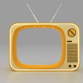 Classic Vintage Yellow TV With Antennas Knob And Grille Front Design