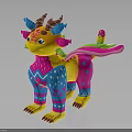 Colorful Mythical Creature With Horns Wings And Vibrant Decorative Patterns
