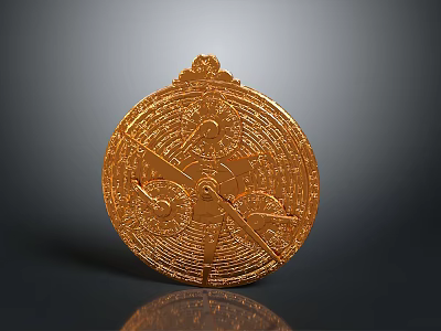 Ancient Golden Weapon With Circular Shape Intricate Carvings And Decorative Patterns 3d model
