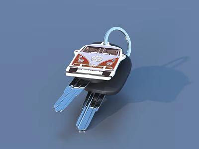 Decorative Volkswagen Beetle Keychain With Practical Keys For Daily Use 3d model