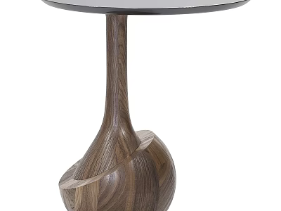 Unique Wooden Side Table With Round Tabletop And Curved Base Design 3d model