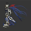 Blue White Gold Robot Mech With Sci Fi Armor And Weapon Design