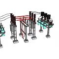 Industrial Power Equipment With Metal Frames Ceramic Insulators And Copper Wires 3d model