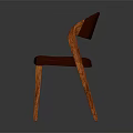 Modern Wooden Frame Chair With Maroon Upholstered Seat And Curved Legs Design