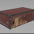 Vintage Red Trunk With 21 And THOMWELLS Engraving Worn Edges Black Trim And Glossy Surface