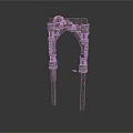 Gray Arched Architectural Component With Decorative Columns And Ornate Details