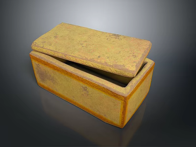 Open Lid Yellow Storage Box With Textured Surface For Household Use 3d model