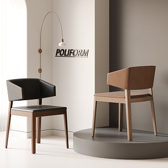 Modern POLIFORM Dining Chair Combination Dining Chair Single Chair Wood Chair with Armrests 3d model