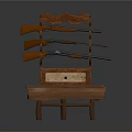 Wooden Furniture With Display Rack Hanging Gun Slots And Drawer Cabinet Base