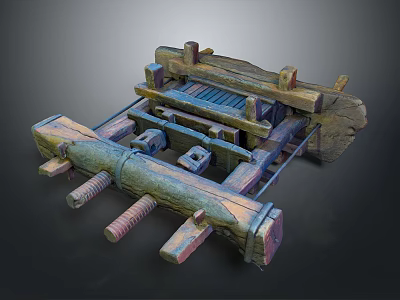 Vintage Wooden Handloom Traditional Daily Life Weaving Tool with Multi Part Structure 3d model