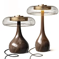 Modern Table Lamps With Wooden Base And Transparent Glass Shade Design