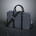 Elegant Patterned Leather Briefcase With Black Shoulder Strap And Top Handles