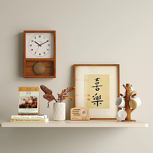 Japanese ornaments combination hanging picture combination wall clock 3d model